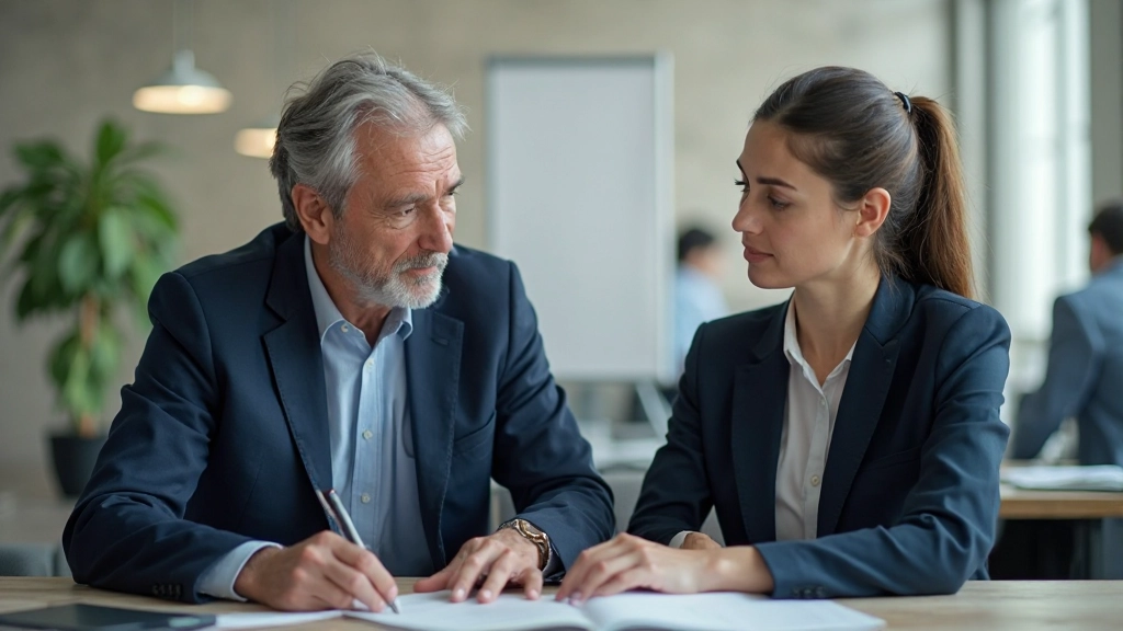 Профессиональная встреча наставника с подопечным в современном офисе
