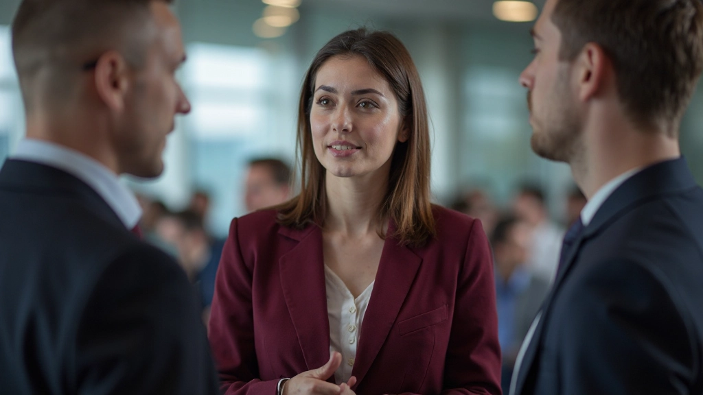 Фотография профессиональной конференции с участниками, обсуждающими деловые вопросы